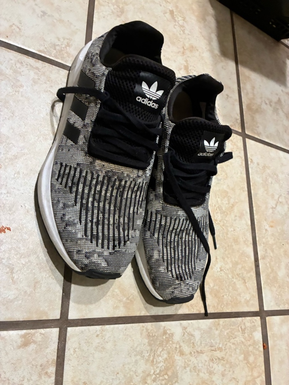adidas Black & White Knit Running Shoes